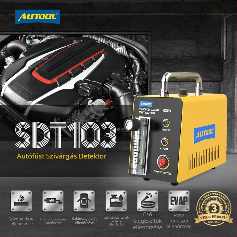 Autool SDT103 Autóipari füstszivárgás-detektor EVAP, 110–220V, 0–40°C, Autódiagnosztikai műszer, Modell SDT103