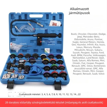 Weike fém 28-darabos készlet autóhűtőrendszer nyomásos szivárgásdetektálására, manométerrel