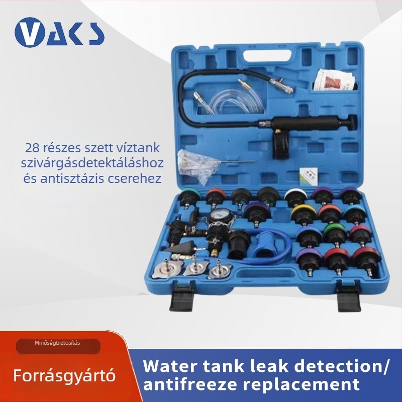 Weike fém 28-darabos készlet autóhűtőrendszer nyomásos szivárgásdetektálására, manométerrel