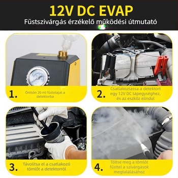 Autóipari füstszivárgás detektor – szivárgás-diagnosztikai eszköz, Modell 02, eredet: Kína, autójavításra, nemzetközi export