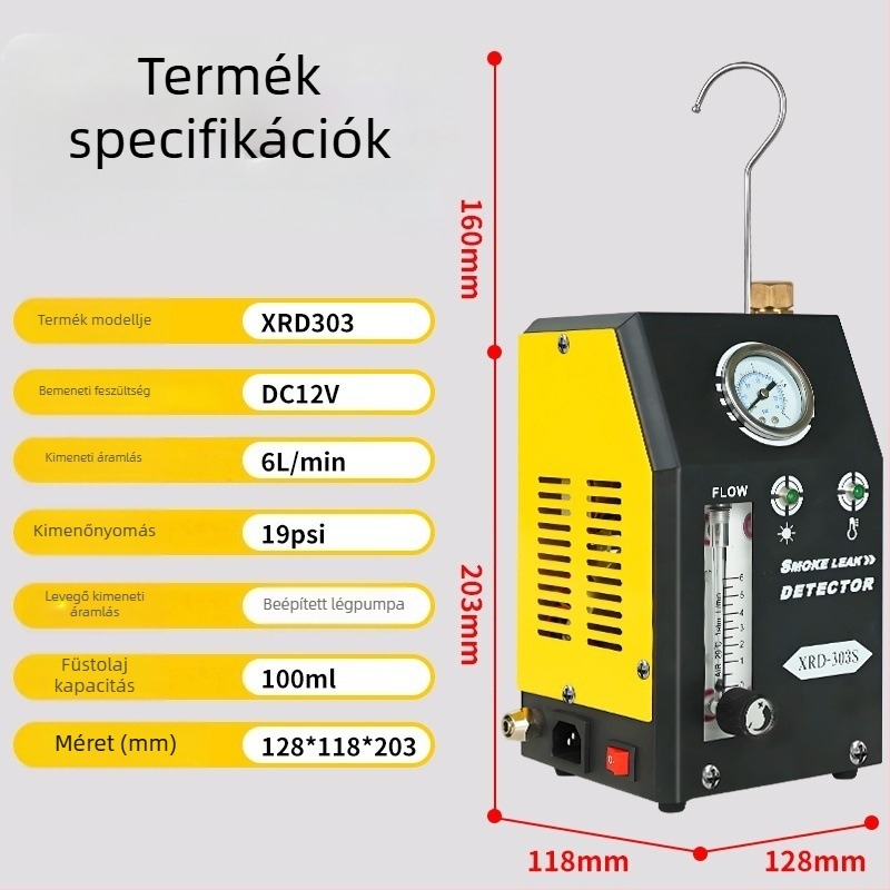 Autóipari füstszivárgás detektor – szivárgás-diagnosztikai eszköz, Modell 02, eredet: Kína, autójavításra, nemzetközi export