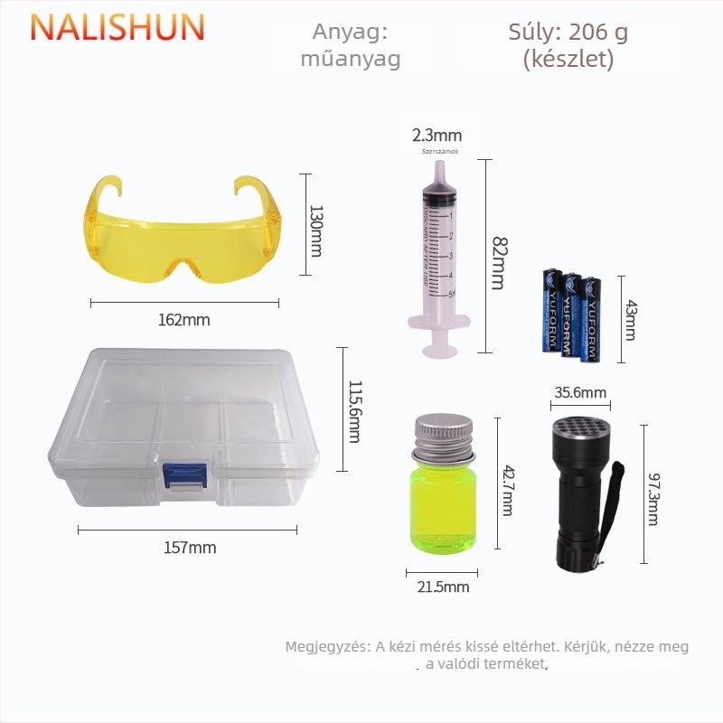 Autóklíma szivárgásfelderítő készlet – alumínium ötvözet burkolat, műanyag doboz, nettó 206 g, 4 darabos készlet, There Shun