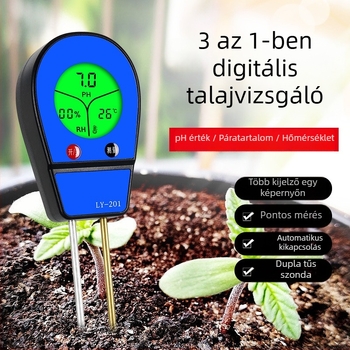 Többfunkciós talajtester nedvesség, pH, hőmérséklet és termékenység mérésére szobanövényekhez és kerti növényekhez