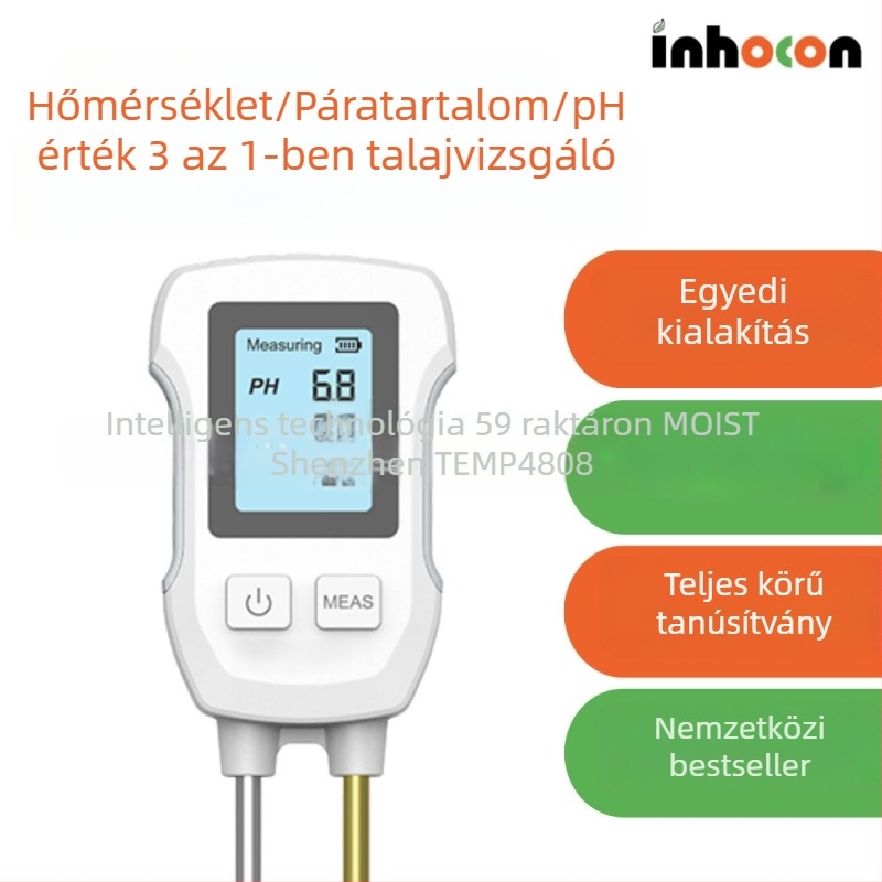 3-in-1 talajtester SGS07 – OEM modell, OEM márka, mérési pontosság: nedvesség ±10%, pH ±0,5, talajvizsgálatra