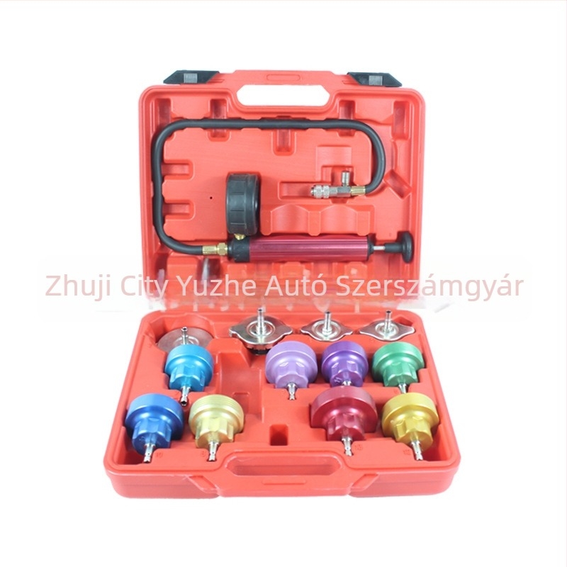 28 darabos készlet autóvíztartály szivárgásdetektorra és nyomásmérőre – eszköz a tesztelésre és javításra