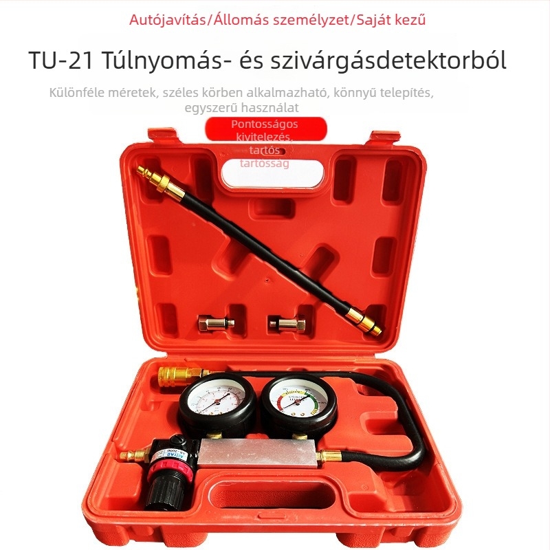 TU-21 henger szivárgás detektor motor nyomáspróbájához – szénacél, gumi, manométer