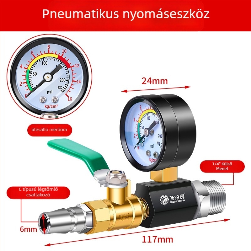 Padlófűtéshez nyomásmérő – vákuum típus, modell Air pressure gauge, környezeti hőmérséklet 55°C, csatlakozási típus: Egyéb, márka Saint platinum lion