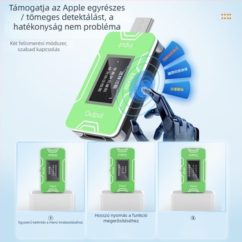 CT02 PD/QC gyors töltés tesztelő műszer tételes teszthez — Teljesítmény-tartomány 0-100W, Súly 12, Környezeti hőmérséklet 30°C