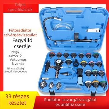 Gépjármű hűtőrendszer nyomás- és szivárgásvizsgáló készlet, 28 darabos vákuumos tesztkészlet a hűtőfolyadék cseréhez