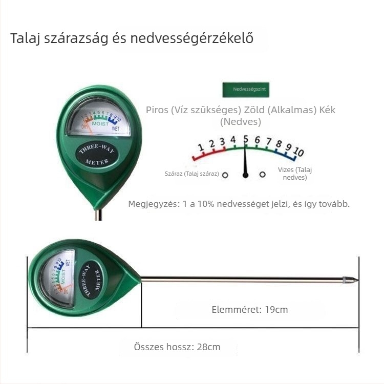 Tűs talajnedvesség-mérő cserepes növényekhez — nagy pontosságú higrométer a kertészkedéshez