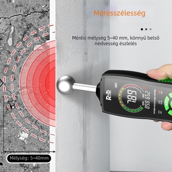 Induktív nedvességmérő fahoz, falhoz, padlóhoz, csempéhez és vécéhez