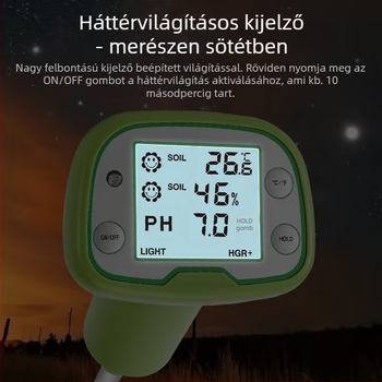 4 az 1-ben talajtester: hőmérséklet, nedvesség, fény és pH mérése; nagy pontosságú talajdetektor gyümölcsösök és kertek számára