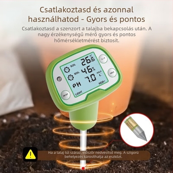 4 az 1-ben talajtester: hőmérséklet, nedvesség, fény és pH mérése; nagy pontosságú talajdetektor gyümölcsösök és kertek számára
