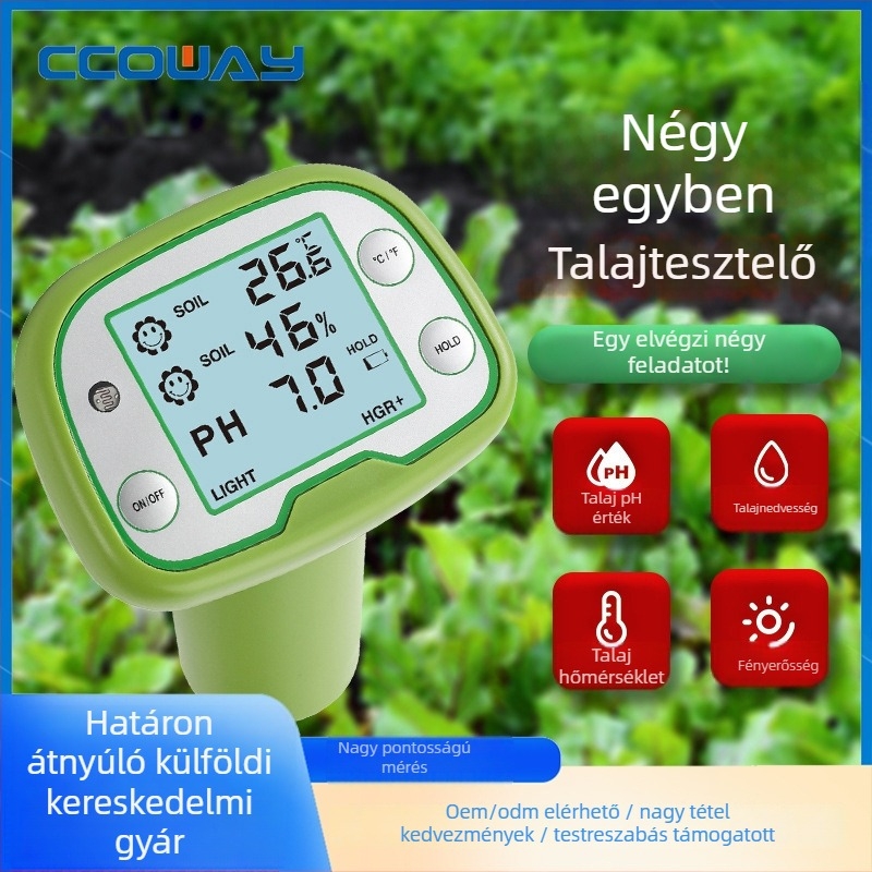 4 az 1-ben talajtester: hőmérséklet, nedvesség, fény és pH mérése; nagy pontosságú talajdetektor gyümölcsösök és kertek számára