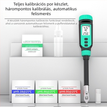 Hordozható pH-mérő PH818T, Hima – digitális kijelző, hegyes sonda, 0.0–14.0 pH tartomány, ±0.1 pH pontosság, hőmérséklet-kompenzáció 0–70°C, 1.5V tápegység