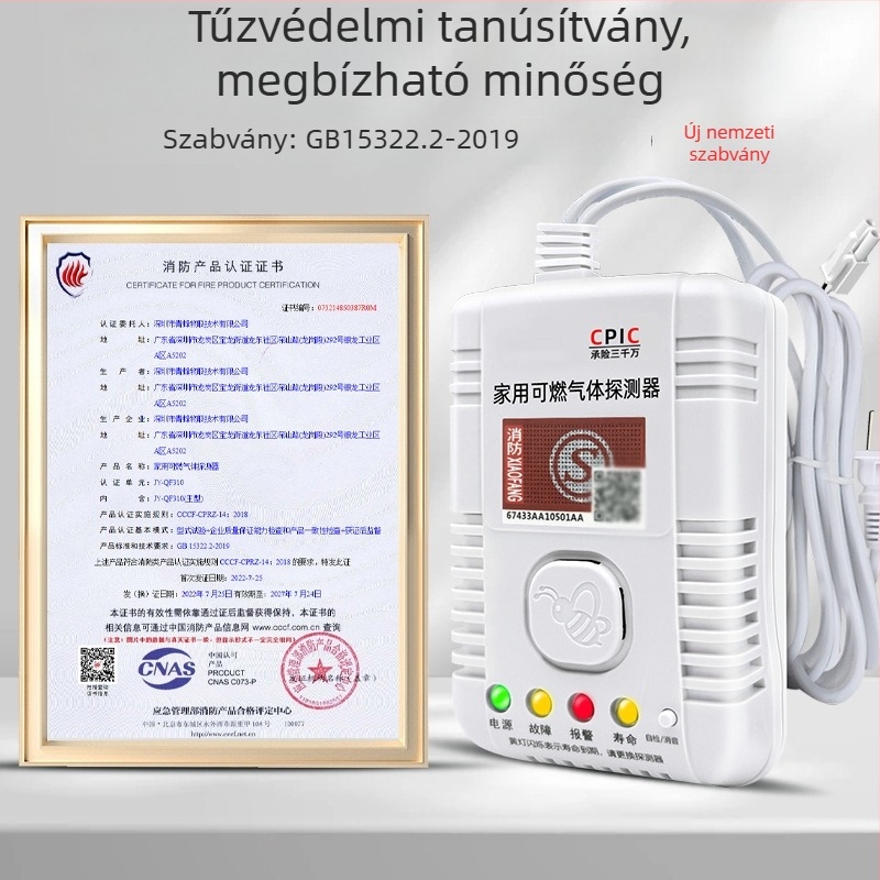 Gázriasztó detektor 360°-os lefedettséggel, metán/propan, 220V, modell 310