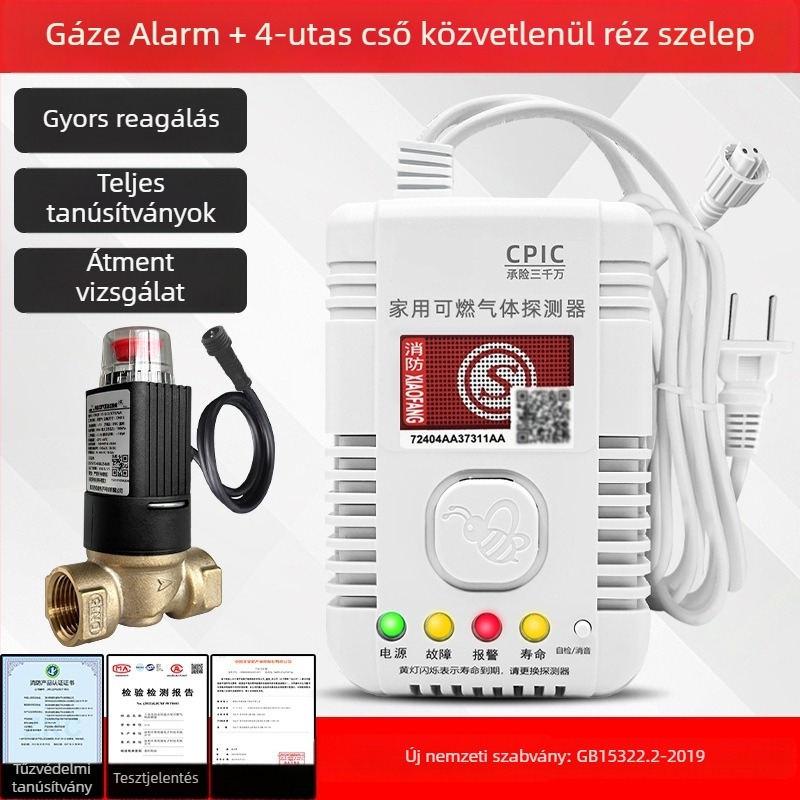 Gázriasztó detektor 360°-os lefedettséggel, metán/propan, 220V, modell 310