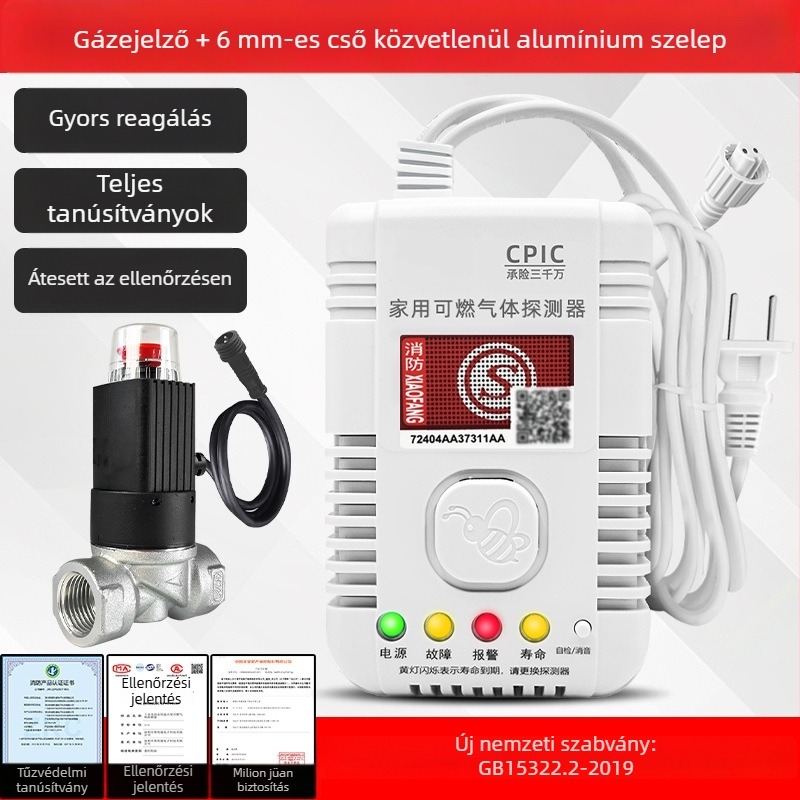 Gázriasztó detektor 360°-os lefedettséggel, metán/propan, 220V, modell 310