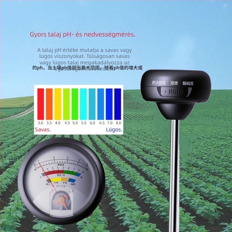Magas precíziójú talajdetektor pH-, nedvesség- és EC-mérésekkel
