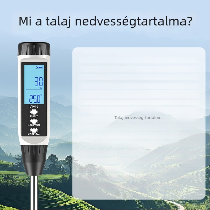 Magas precíziójú talajdetektor pH-, nedvesség- és EC-mérésekkel