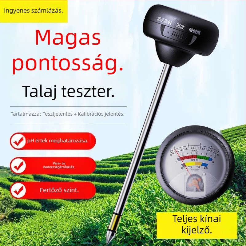 Magas precíziójú talajdetektor pH-, nedvesség- és EC-mérésekkel