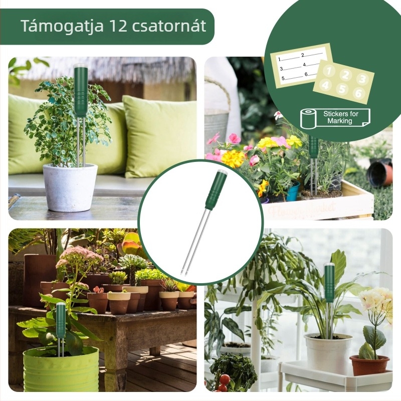 Geevon talajnedvesség- és hőmérséklet-higrométer — akkumulátoros működés, 0,1°C felbontás, otthoni kerthez és cserepes növényekhez