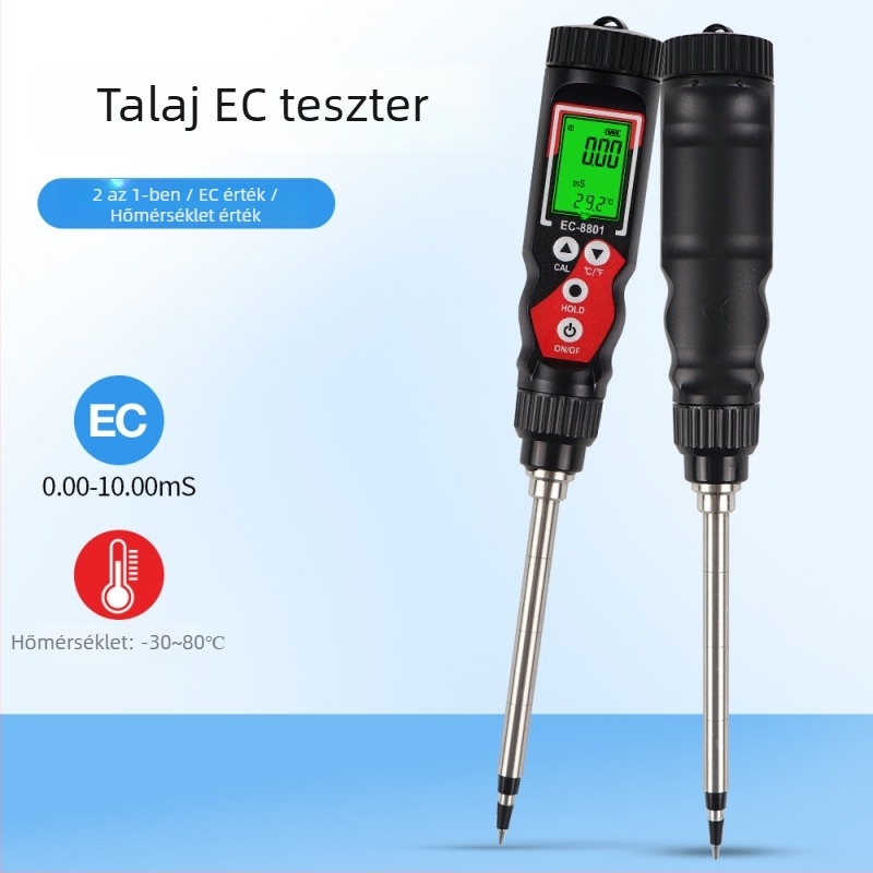 Talaj EC-tesztelő, 2 az egyben vezetőképesség és hőmérséklet mérő, nagy pontosságú digitális kijelző üvegházi hidroponikus növénytermesztéshez