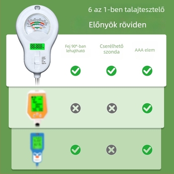 6 az 1-ben talajmérő: fény, hőmérséklet, nedvesség és pH érték mérése