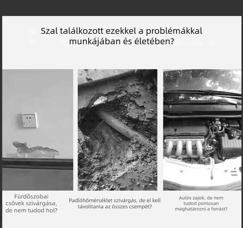 Vízvezeték-szivárgás detektor hangosítással és nagy pontosságú észleléssel