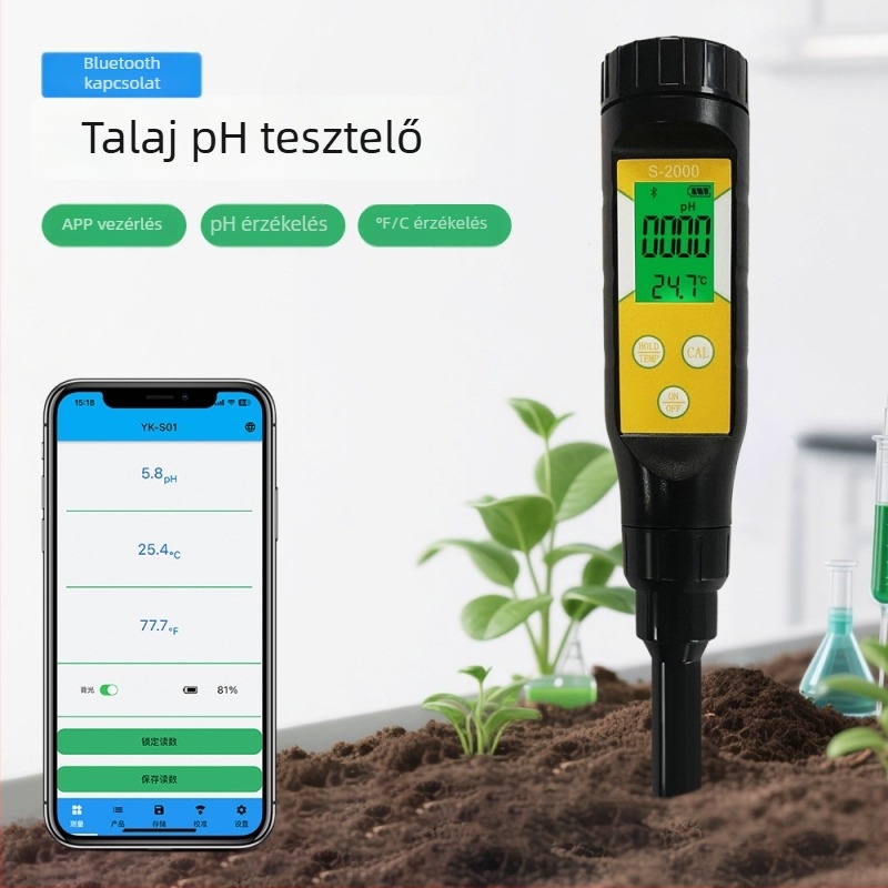 Nagy pontosságú Bluetooth talajpH- és EC-mérő, üvegházhoz és otthoni használatra