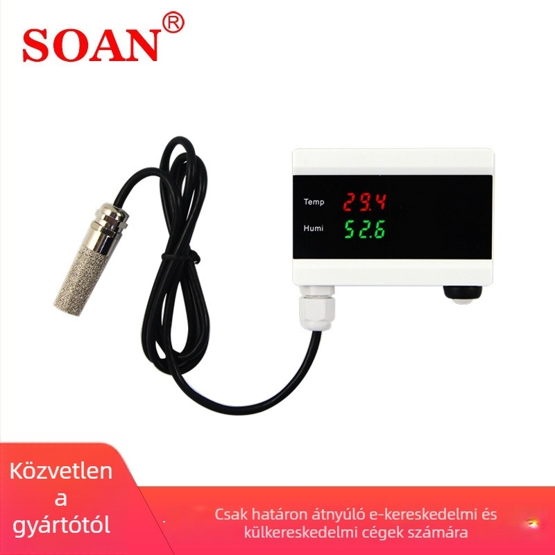 Okos WiFi hőmérséklet- és páratartalom-detektor, rögzítővel és vezérlővel, falra szerelhető