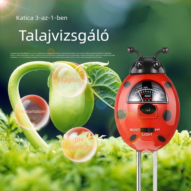 Ladybug három-in-egy talajtester: nedvesség, fény és pH a kert talajához