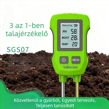 Kijelzővel ellátott 3 az 1-ben talajteszter, kettős tűvel, nagy pontosságú nedvességmérő, pH, hőmérséklet és páratartalom mérő