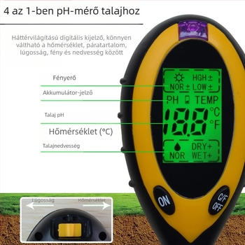 2024 Négy az egyben talajdetektor: megvilágítás, hőmérséklet, talajnedvesség és pH érték