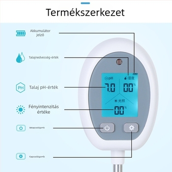 LCD 3 az 1-ben talajteszter pH-hoz, nedvességhez és tápanyag-tartalom mérésére