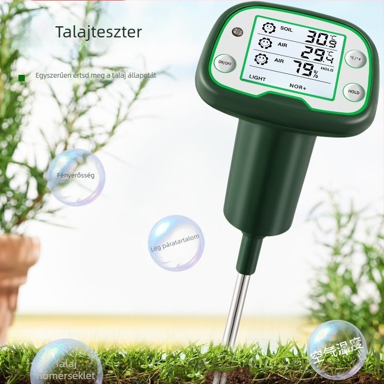 Talajnedvesség és fény mérő – Modell D100, digitális mutatószonda, 380 g