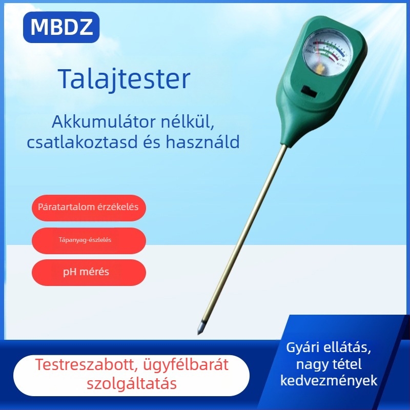 MBDZ talajdetektor nedvességmérővel, pH-mérővel és termékenységmérővel – 0,1 pontosság, kertészkedés