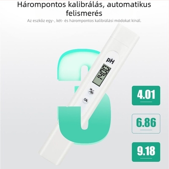 Hordozható pH mérő üvegszondával, 0–14 pH tartomány, 0,01-es pontosság, 0–60 °C hőmérséklet-kompenzáció