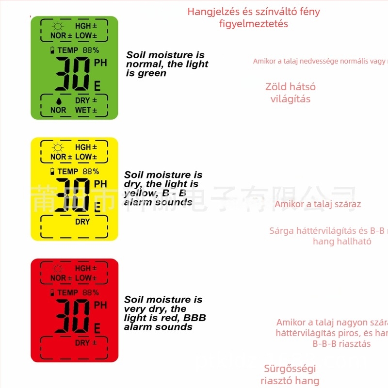 Talajtester 6 az 1-ben: pH és talajnedvesség mérés, modell T6