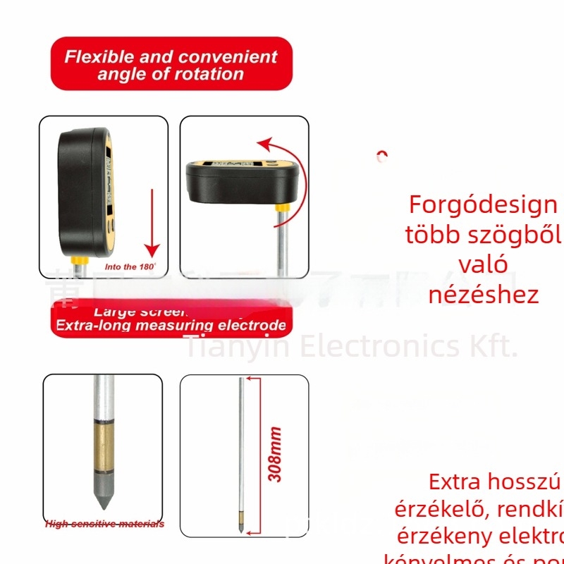 Talajtester 6 az 1-ben: pH és talajnedvesség mérés, modell T6