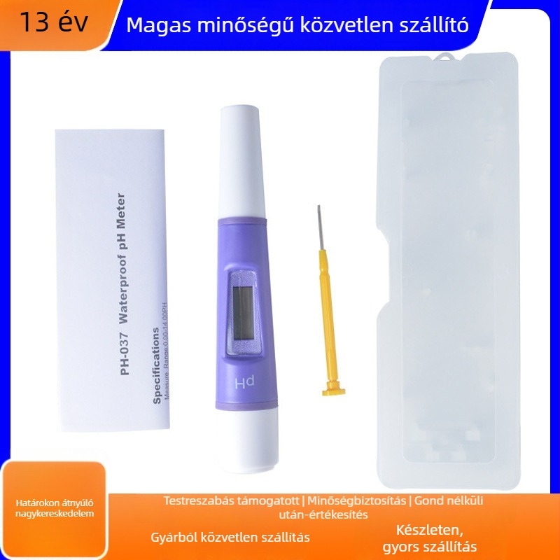 Hordozható pH mérő ph037 digitális kijelzővel, mérési tartomány 0.00-14.00 pH