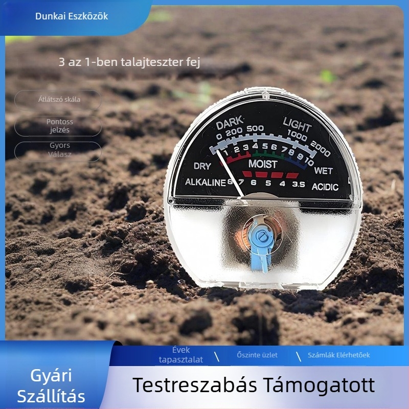 Talajtesztelő három az egyben: pH-érték, nedvesség és sav-bázis mérés