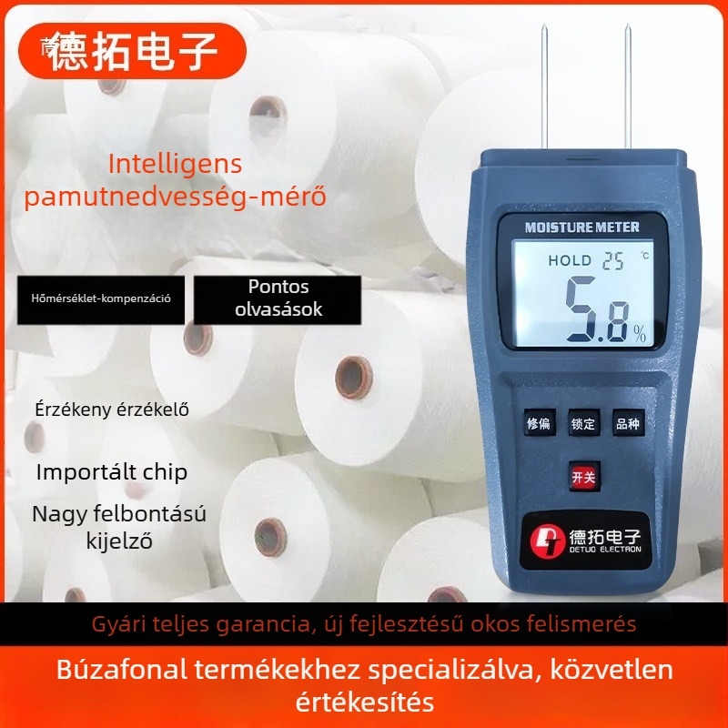 Pamut fonal nedvességmérő – alkalmas textilekhez és faanyaghoz; Modell: Cotton Yarn
