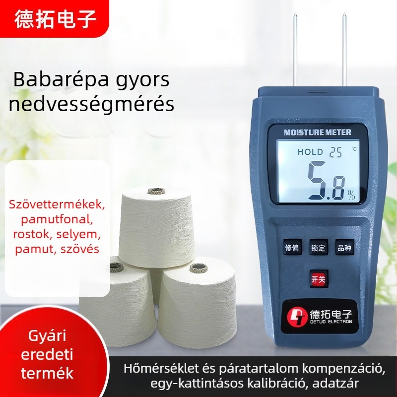 Pamut fonal nedvességmérő – alkalmas textilekhez és faanyaghoz; Modell: Cotton Yarn