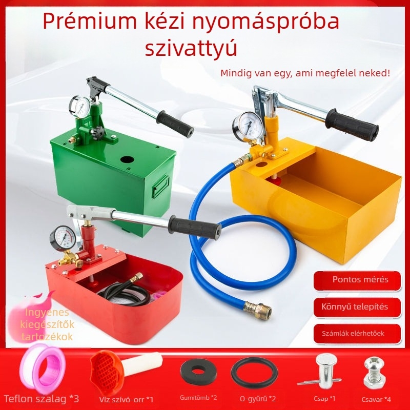 Kézi nyomáspróba pumpa PPR csövekhez, padlófűtés szivárgásdetektor, háztartási vízvezeték nyomásfokozó pumpa