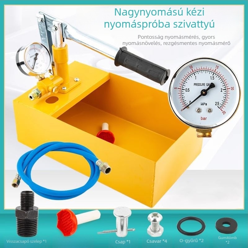 Kézi nyomáspróba pumpa PPR csövekhez, padlófűtés szivárgásdetektor, háztartási vízvezeték nyomásfokozó pumpa