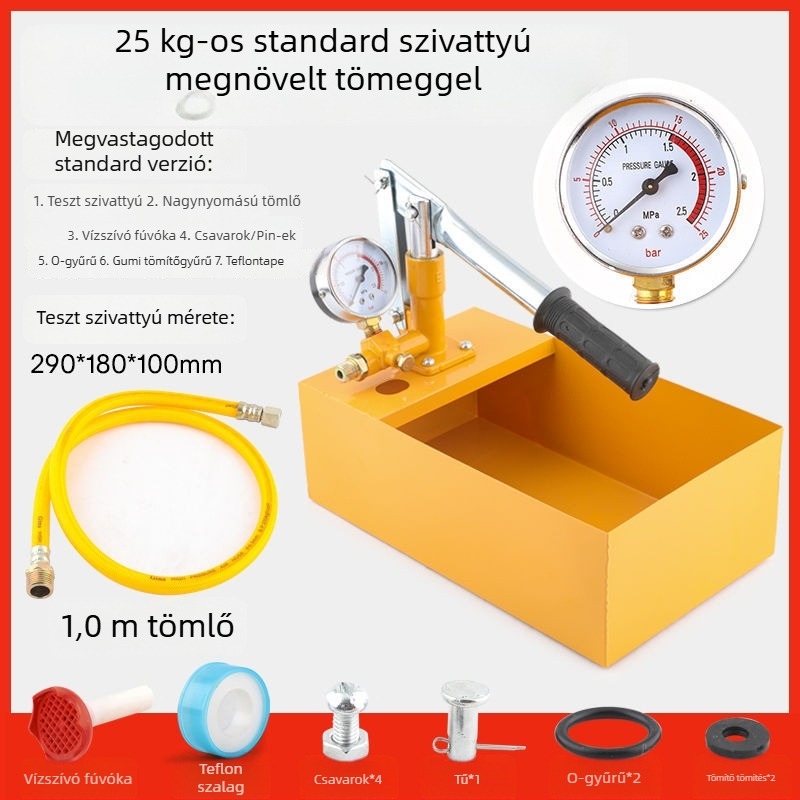 Kézi nyomáspróba pumpa PPR csövekhez, padlófűtés szivárgásdetektor, háztartási vízvezeték nyomásfokozó pumpa