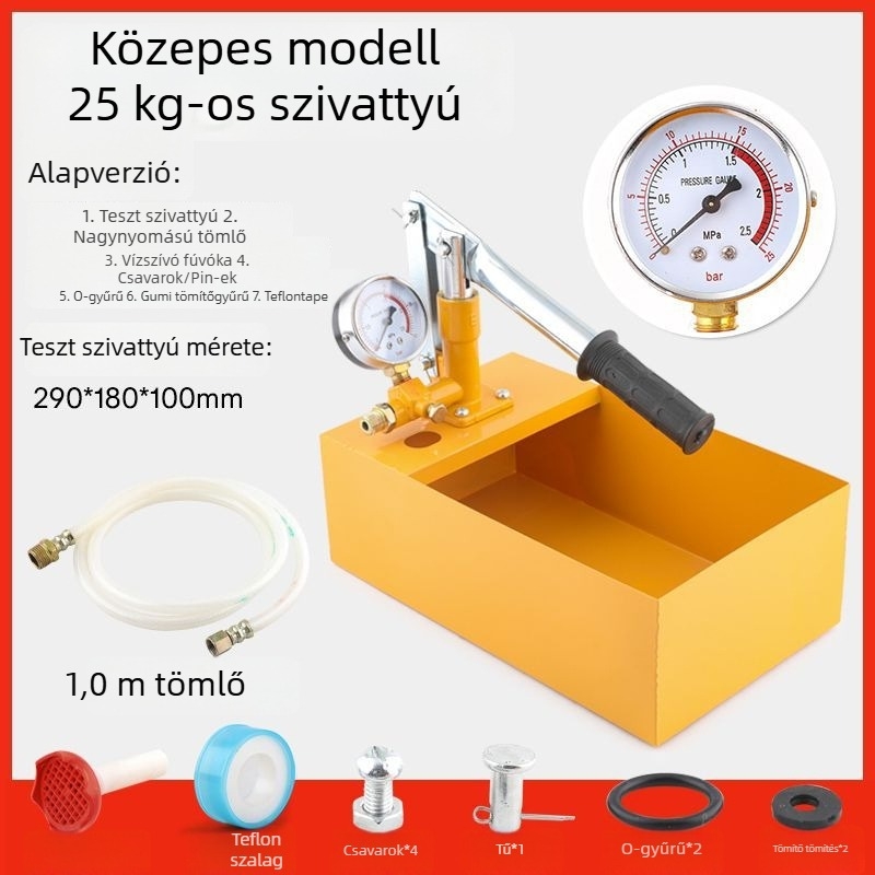 Kézi nyomáspróba pumpa PPR csövekhez, padlófűtés szivárgásdetektor, háztartási vízvezeték nyomásfokozó pumpa