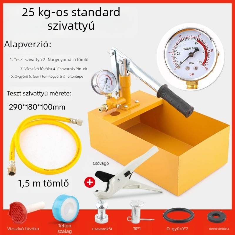 Kézi nyomáspróba pumpa PPR csövekhez, padlófűtés szivárgásdetektor, háztartási vízvezeték nyomásfokozó pumpa