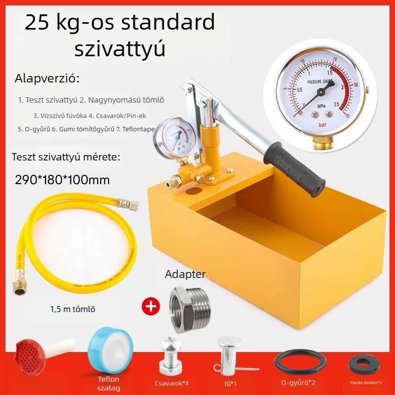 Kézi nyomáspróba pumpa PPR csövekhez, padlófűtés szivárgásdetektor, háztartási vízvezeték nyomásfokozó pumpa